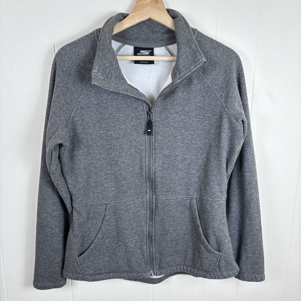 Skechers Gray Sweatshirt Womens Medium Full Zip Athletic‎ Jacket Pockets